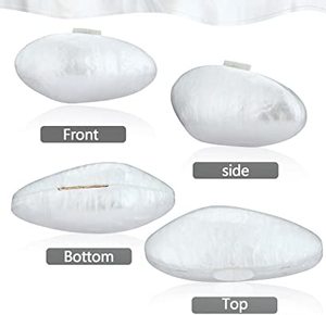 Bolso de mano con borla y cadena para mujer, cartera de mano ostentosa con estampado de mármol, de forma ovalada, color blanco sombra, 2023 - Product Image 3