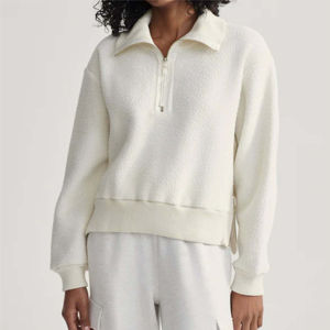 Veste polaire mi-zippée douce et moelleuse pour femmes, design tendance et confortable pour le temps froid - Product Image 5