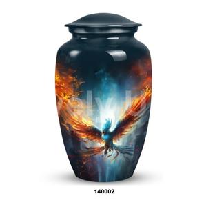 Urne funéraire Blue Phoenix en feu pour cendres d'adultes-Grande urne décorative funéraire commémorative de 10 "pour cendres humaines avec sac gratuit - Product Image 1
