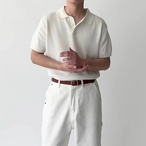 Men's Summer Anti-Wrinkle 100% Cotton Casual Solid Color Knit for Shirt Slim Fit Pocket <b>Short</b> <b>Sleeve</b> <b>Button</b>-<b>Up</b> - Product Image 3