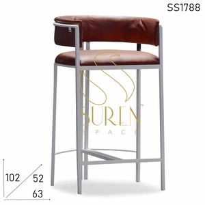Silla de Bar de cuero de diseño de hierro hecha a mano de estilo único silla India hoteles y restaurante Silla de Bar de hierro y cuero - Product Image 2