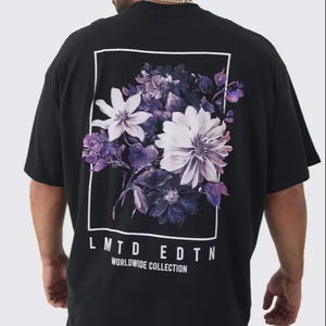 Camiseta de Algodón 100% para Hombre, Estampado Digital Negro 2025, Personalizada, Talla Grande, Larga, Premium, Informal, con Diseño Floral, Ecológica y de Secado Rápido - Product Image 1