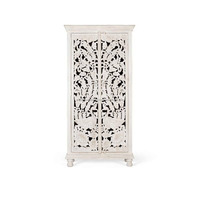 Armoire indienne blanchie à la main armoire de rangement pour chambre à coucher meubles indiens en bois de mangue massif sculptés à la main en vrac