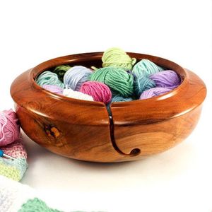 Couleur marron poussiéreux finition lisse porte-fil en bois durable forme de bol rond accessoire de tricot en bois au design unique fabriqué à la main - Product Image 4