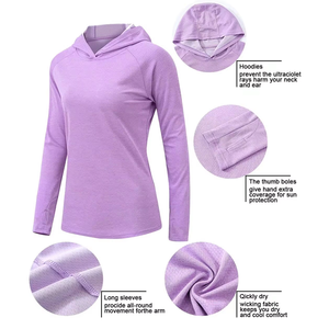 Custom High Quality Quick Drying Lightweight Polyester UV UPF 50+ Women's <b>Sun</b> <b>Protection</b> Long Sleeve Fishing Hoodie Plus Size - Product Image 4