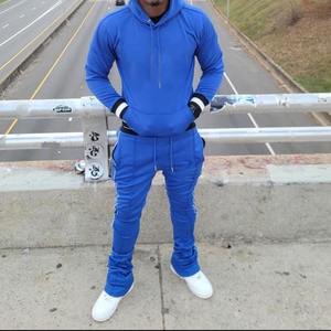 Conçu sur mesure pour hommes survêtements évasés broderie empilés Joggers grande taille 100% coton survêtement évasé pour l'été Street Wear - Product Image 3