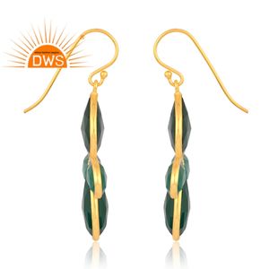 Pendientes colgantes de diseño floral de piedras preciosas de ónix verde chapados en oro de 18 quilates de plata de ley de última tendencia, fabricante de joyería fina Demi - Product Image 3