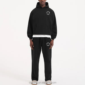 Haute qualité 600 Gsm Basics hommes Streetwear à capuche et pantalon de survêtement ensemble lourd polaire coton recadrée survêtement pour l'automne - Product Image 2