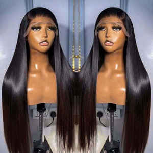 Perruque en dentelle transparente 13x4 pour femmes noires, lisse, perruques frontales en dentelle HD 13x6, cheveux humains brésiliens bruts pré-épilés avec cheveux de bébé - Product Image 3