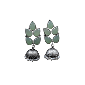 Latest Collection Fashionable Stylish Jewelry Silver Look Alike Stone <b>Stud</b> Jhumka <b>Earring</b> Jewelry for Women and <b>Girls</b> - Product Image 3