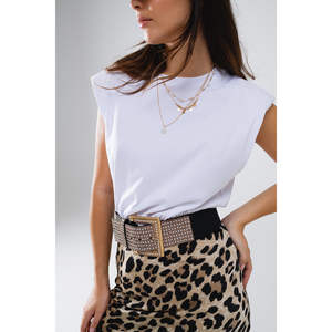 Vestido Midi de Verano con Estampado de Leopardo y Acabado Satinado, Cintura Baja, Contraste Floral, Silueta Lápiz, Tejido de Punto - Product Image 4