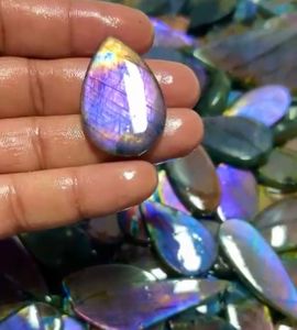 อัญมณีลาบราดอไรต์สีม่วงแบบหลวมสำหรับทำเครื่องประดับอินเดีย - Product Image 3