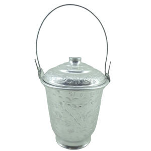 Olla de metal para cocina y mesa con tapa, olla para servir con chapado antiguo de latón para vajilla casera - Product Image 2