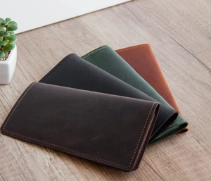 Fundas para hombre Checkbook Bi Fold Long Wallet Cowhide Slim Genuine Leather Wallet - Product Image 2