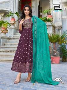 Kurti Dupatta en Rayonne Imprimée à la Feuille d'Or 14 kg pour Femme, Style Maruti, le Plus Vendu, Idéal pour Mariages et Fêtes Indiens et Pakistanais, Prix Compétitif - Product Image 6