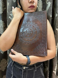 Nueva carpeta de archivos de cuero en relieve Extra grande con herramientas manuales reales, soporte para documentos con cremallera larga de viaje de cuero Vintage tradicional bohemio - Product Image 3