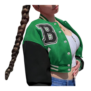 Veste de collège à col montant personnalisée pour hommes, patchs en chenille brodés, corps en laine, manches en cuir, veste de baseball Letterman d'hiver - Product Image 2