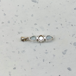 Juego de puntas de perlas de Topacio Azul, colgante de diseñador bohemio de plata fina 925 raro hecho a mano con piedras naturales - Product Image 2