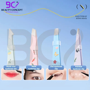 Pince à épiler colorée en acier inoxydable à pointe inclinée, durable, pour extraire les poils des sourcils, de la barbe et des cils, avec boîte de rangement - Product Image 6
