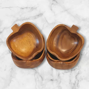 Cuenco de madera Forma de manzana decorativa Centro de mesa decorativo Cuenco Pastelería y postre Tazón de tamaños - Product Image 6