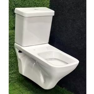 Toilette murale deux pièces sans rebord en céramique avec piège à double chasse d'eau pour toilettes de salle de bains - Product Image 2