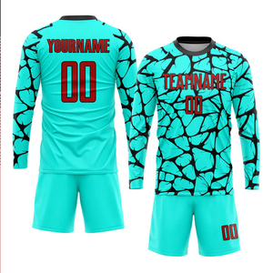 Vente en gros de maillots de football à sublimation rouge-noir Aqua personnalisés, uniformes de conception personnalisée pour le football et le sport - Product Image 3