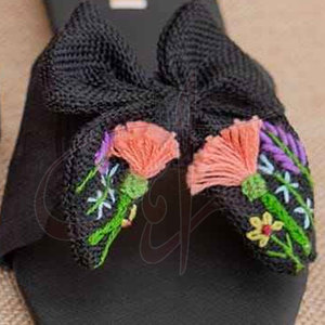 Faux Leather & Raw Silk Women <b>Slide</b> for Anti-Slippery Printed Fashion Design Comfortable Durable All Seasons - Product Image 6