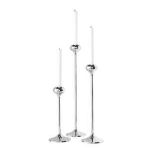 Ensemble de 2 bougeoirs de luxe en métal nickelé, design bambou, élégants, pour décoration de table, accessoire de décoration intérieure, excellent prix - Product Image 2