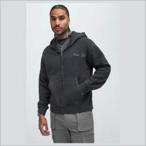 Derniers modèles de sweats à capuche pour hommes en molleton anti-rétrécissement, poids lourd 440GSM, broderie personnalisée, respirant, pour l'automne - Product Image 5