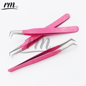 RMI Top Produit Argent Poli Pointe Et Rose Floral 90 Pince À Épiler Meilleure Qualité Fibre Pointe Cils Pince À Cils Acier Inoxydable Durable - Product Image 2