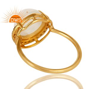 Meilleure vente en argent sterling plaqué or 18 carats Cz naturel et pierre de lune blanche bague empilable bijoux pour femmes cadeau pour H - Product Image 3