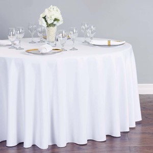 Mantel redondo blanco de 120 ", manteles de poliéster, mantel redondo de 120 pulgadas para fiesta, boda, restaurante - Product Image 4