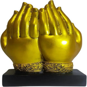 รูปปั้นพระพุทธรูปประดับด้วยฝ่ามือสีทองขนาด25.5ซม. ทำจากโพลีเรซิ่นสำหรับบ้านและที่ทำงานสำหรับงานแต่งงานและเทศกาลดิวาลี - Product Image 3