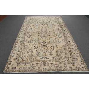 Turkish Vintage Rug 5.4x8.8 ft (165x268 cm), <b>Yellow</b> <b>Wool</b> Rug - Product Image 1