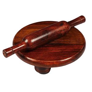 Juego de Rodillo de Madera Chakla Belan, Rodillo para Hacer Roti, Ecológico, Color Marrón, Apto para Horno de Microondas, para Cocina, Acabado Natural - Product Image 1