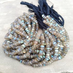 Natural Labradorite Smooth Rondelle Gemstone Beads Strands <b>String</b> 5-6mm Loose Beads Lot for Jewelry Necklace <b>Bracelet</b> Making - Product Image 1