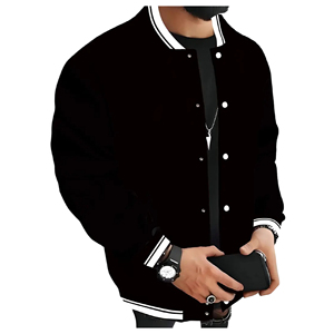 Chaqueta de béisbol Varsity de mezcla de algodón para hombre, chaqueta de Letterman de invierno ligera e informal con característica transpirable de piel de oveja - Product Image 1