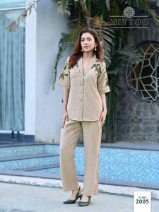 Exclusif été fait à la main rayonne crêpe Co-Ord ensemble fil de viscose pour les fêtes tarif de gros - Product Image 6