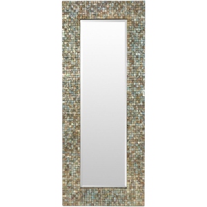 Miroir mural moderne en bois et nacre écologique fait à la main, décoration d'intérieur pour couloir et salle de bain, incrusté de coquillages - Product Image 2