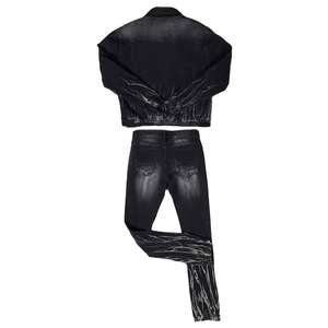 Conjunto de Dos Piezas de Jeans Personalizados, Chaqueta Vaquera con Estampado Lavado, Conjunto de Jeans para Hombre - Product Image 2