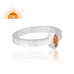 Design élégant 925 Sterling Silver Natural Citrine Gemstone Ring Bijoux personnalisés pour les femmes Cadeau pour elle - Product Image 4