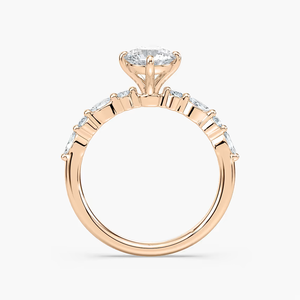 Anillo de Compromiso con Diamante Cultivado en Laboratorio de Corte Redondo de 1.25 CTW, Banda Pavé, Certificado IGI, Oro Rosa Sólido de 14K, Anillo de Novia para Mujer - Product Image 2