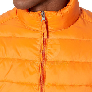 Vestes matelassées en nylon/polyester de style personnalisé avec col montant, logo frontal, respirantes, écologiques, manches longues pour hommes, vente en gros - Product Image 4