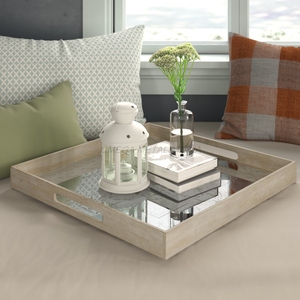 Best Quality Wooden <b>Tray</b> in <b>Warm</b> Chestnut Color with Stylish Rectangular Shape and Textured Edges Perfect for Serving - Product Image 6