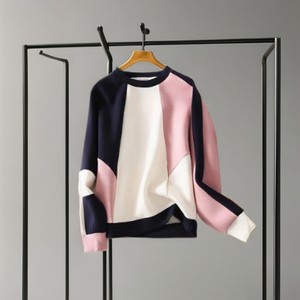 Algodón mezclado al por mayor personalizado cuello redondo Mujer sudadera pulóver sudadera de gran tamaño sudadera unisex en blanco - Product Image 1