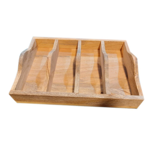 Plateau en bois de qualité supérieure, 4 compartiments, plateau de service pour bonbons et chocolats, article décoratif - Product Image 1