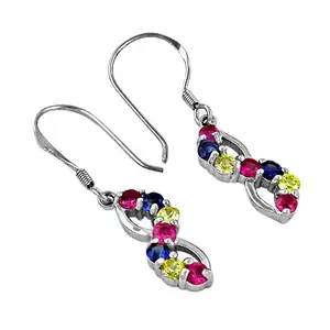 925 Silver Gemstone Drop <b>Earrings</b> for Women Colorful <b>Fashion</b> Jewelry - Product Image 2