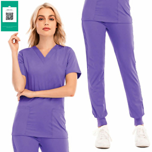 Conjuntos de uniformes de Enfermería de calidad superior para mujer, logotipo personalizado, uniformes de hospital OEM, lona transpirable antiarrugas transpirable - Product Image 1