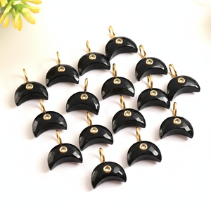 Pendentif lune en onyx noir naturel, bijoux faits à la main en argent sterling 925, collier avec pendentif lune croissante sculptée en pierre précieuse, breloques pour bijoux - Product Image 6