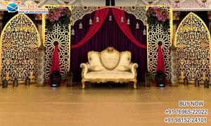 Wholesale Metal Stands for Wedding Reception Stage Golden Wedding Metal <b>Backdrop</b> <b>Frames</b> Setup Grand Wedding Reception Stage Set - Product Image 4